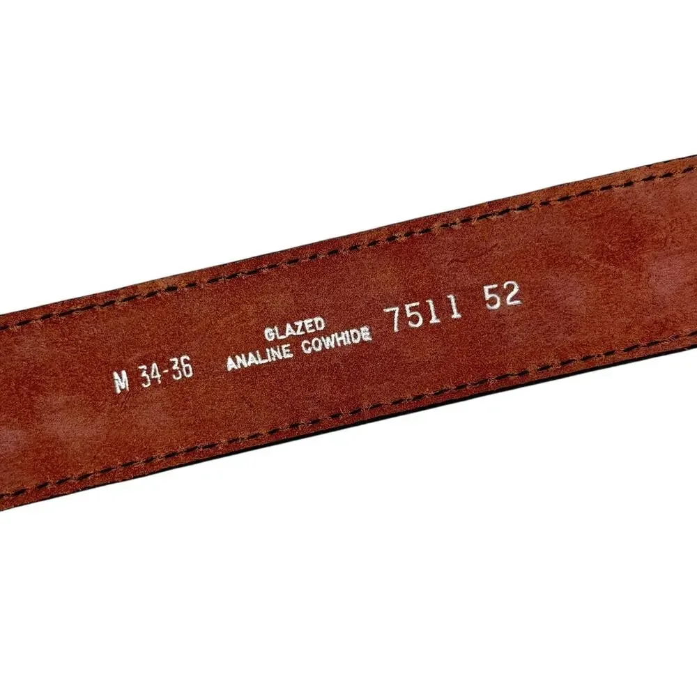 Bechelli Glazed Aniline Cowhide Leather Belt Strap Burgundy Size M 34–36